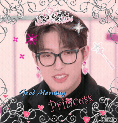 Boy With Glasses And Tiara Saying Good Morning Princess GIF