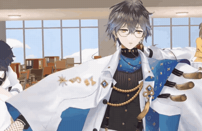 Boy With Glasses And White Coat In Room With Windows GIF