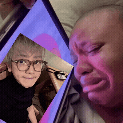 Boy With Glasses And Woman Crying On Tablet GIF