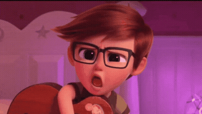 Boy With Glasses Holding Guitar Surprised GIF