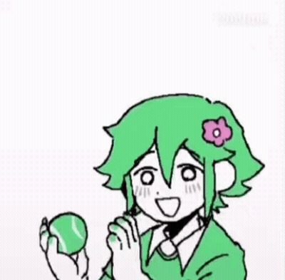 Boy With Green Hair Holding Tennis Ball GIF