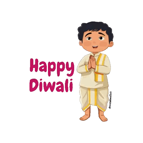 Boy With Happy Diwali Text Sticker