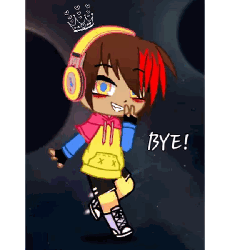 Boy With Headphones And Crown Saying Bye Sticker