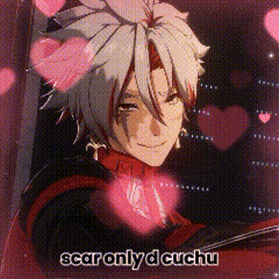 Boy With Hearts Around Him Saying Scar Only D Cuchu GIF