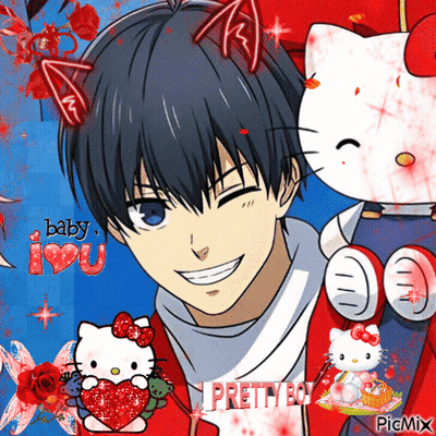 Boy With Hello Kitty Saying Baby I Love You GIF