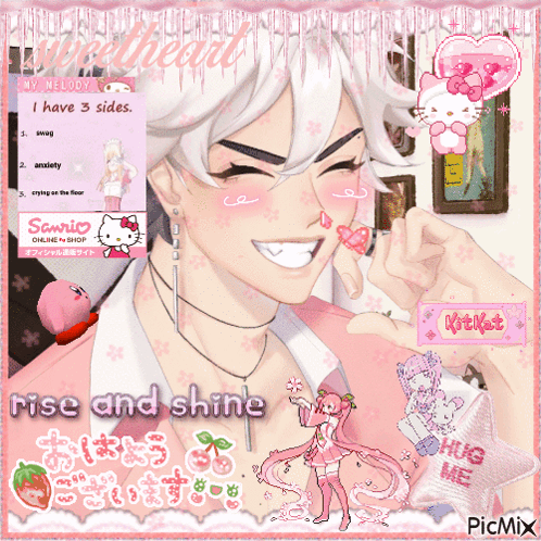 Boy With Hello Kitty Sticker On Face GIF