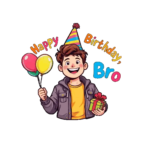 Boy With Party Hat And Balloons Sticker