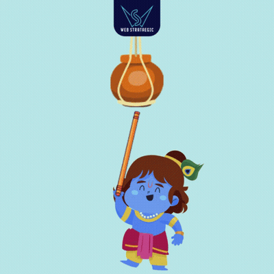 Boy With Peacock Feather Surrounded By Confetti And Web Strategic Logo GIF