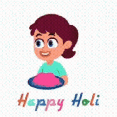 Boy With Pink Face Paint Saying Happy Holi GIF