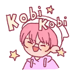 Boy With Pink Hair And Kobi Kobi Text Sticker