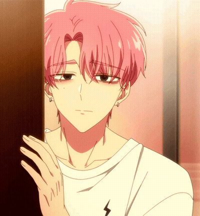 Boy With Pink Hair And Lightning Bolt Shirt GIF
