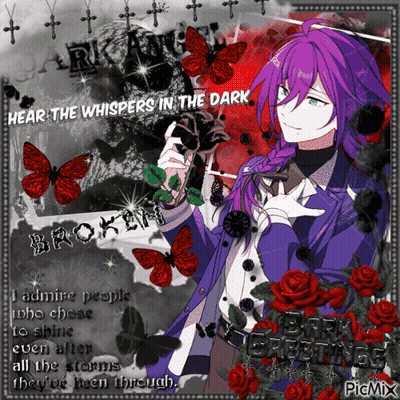 Boy With Purple Hair And Red Roses Hear The Whispers In The Dark Broken GIF