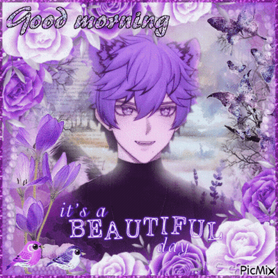 Boy With Purple Hair Says Good Morning GIF