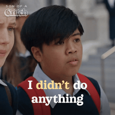 Boy With Red Backpack Saying I Didnt Do Anything GIF