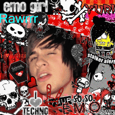 Boy With Skulls And Emo Girl Rawrr GIF