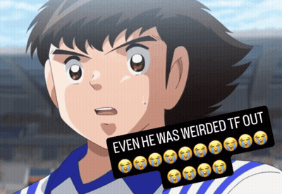 Boy With Sticker Saying Even He Was Weirded TF Out GIF