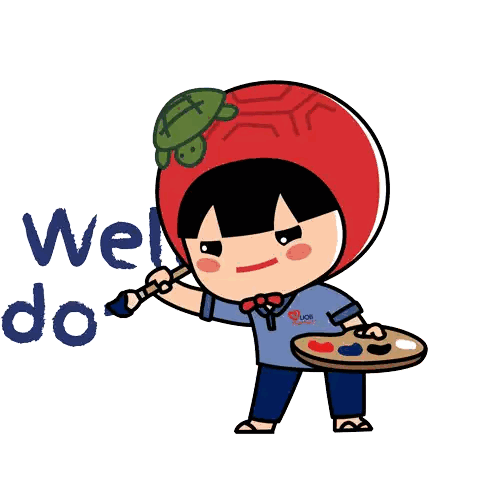 Boy With Turtle On Head Well Done Sticker