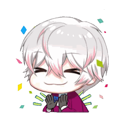Boy With White Hair Laughing With Confetti Sticker