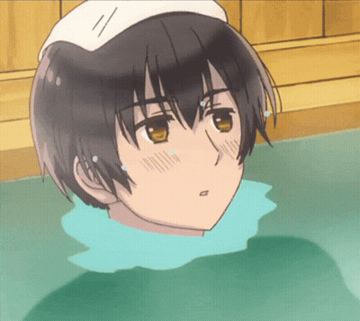 Boy With White Towel On Head Taking Bath GIF