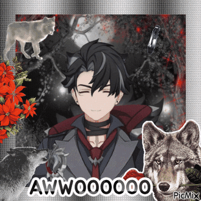 Boy With Wolf Saying Aww00000 GIF