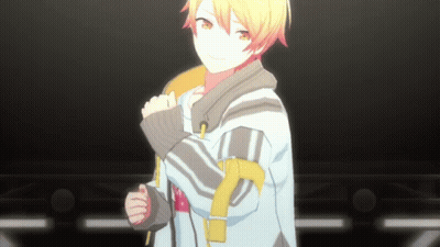 Boy With Yellow Hair In Jacket With Yellow Sleeve Stripes GIF