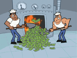 Boys Shoveling Money