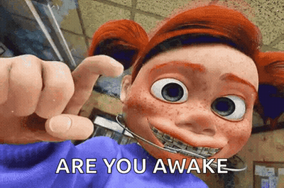 Braces Cartoon Character Asking Are You Awake GIF