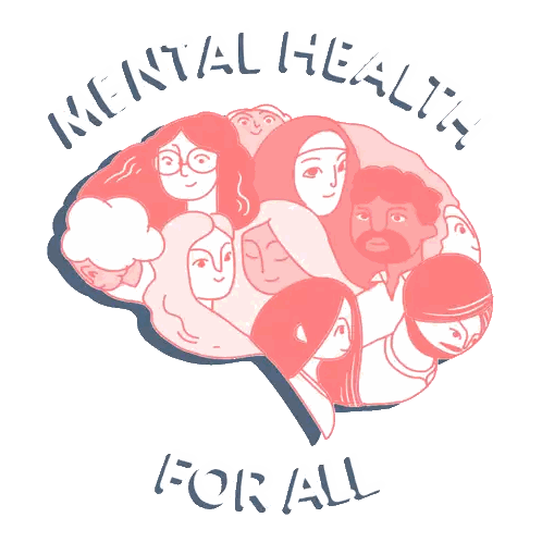 Brain Illustration With Mental Health For All Sticker