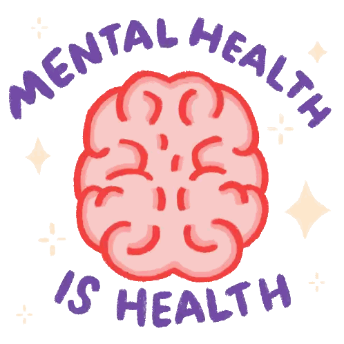 Brain Illustration With Mental Health Is Health Sticker