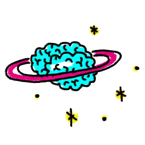 Brain On Planet With Pink Ring Sticker
