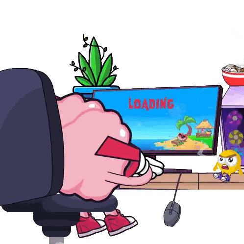 Brain Sitting In Front Of Loading Screen Sticker
