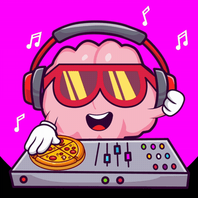 Brain Wearing Headphones And Sunglasses Mixing Pizza GIF