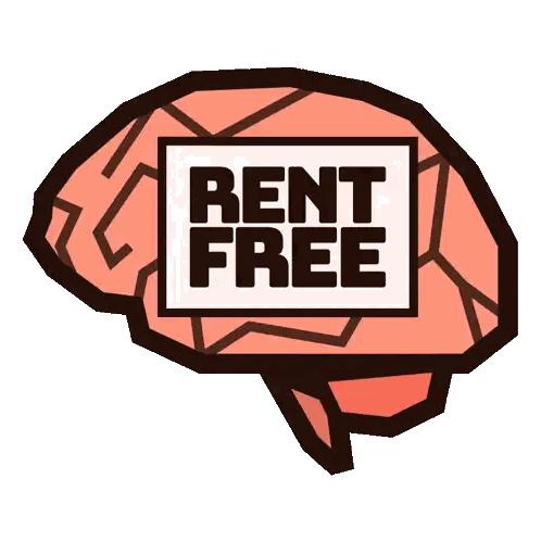 Brain With Rent Free Sign Sticker