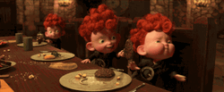 Brave Triplets Eating GIF