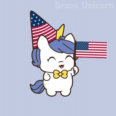 Brave Unicorn Holding American Flag On 4Th Of July GIF