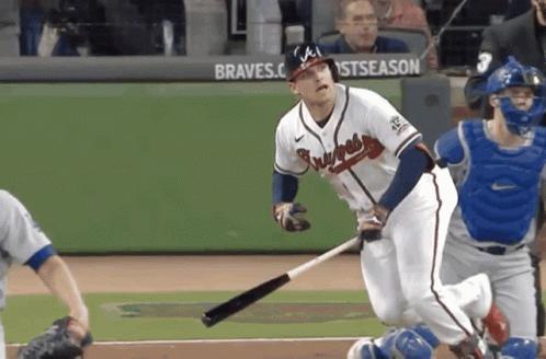 Braves Player Swinging Bat At Pitch GIF