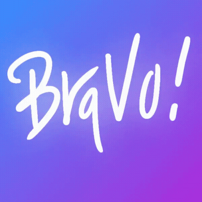 Bravo In White On Purple Background GIF