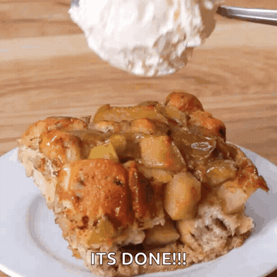 Bread Pudding With Its Done GIF