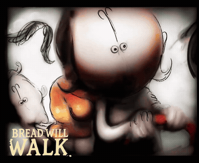 Bread Will Walk Poster With Cartoon Character GIF
