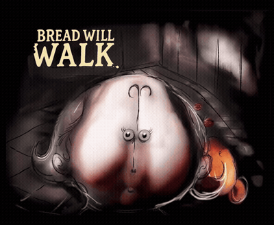 Bread Will Walk Poster With Cartoon Face GIF