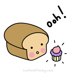 Bread With Face Oooh After Receiving Cake GIF