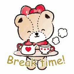 Break Time Bear Serving Coffee GIF