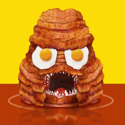 Breakfast Ham Monster GIF