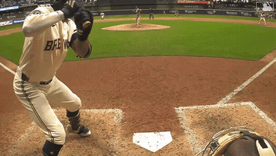 Brewers Baseball Player Ready To Swing GIF