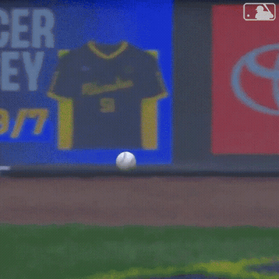 Brewers Baseball Player Swinging At Pitch GIF