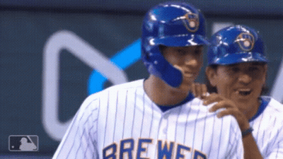 Brewers Baseball Players Hugging GIF