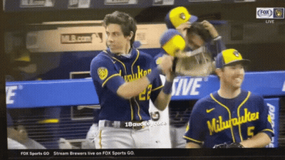 Brewers Player High Fives Teammate GIF