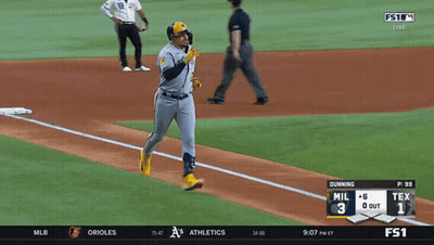 Brewers Player Runs Toward Duarte GIF