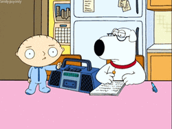Brian Griffin Watching Stewie Dancing On Table GIF