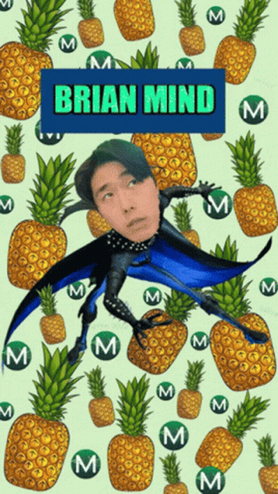Brian Surrounded By Pineapples In Superhero Costume GIF
